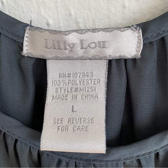 Lilly Lou Sleeveless Lightweight Blouse Raw Edge Fabric & Pearl Rosette G Size L - Picture 6 of 8